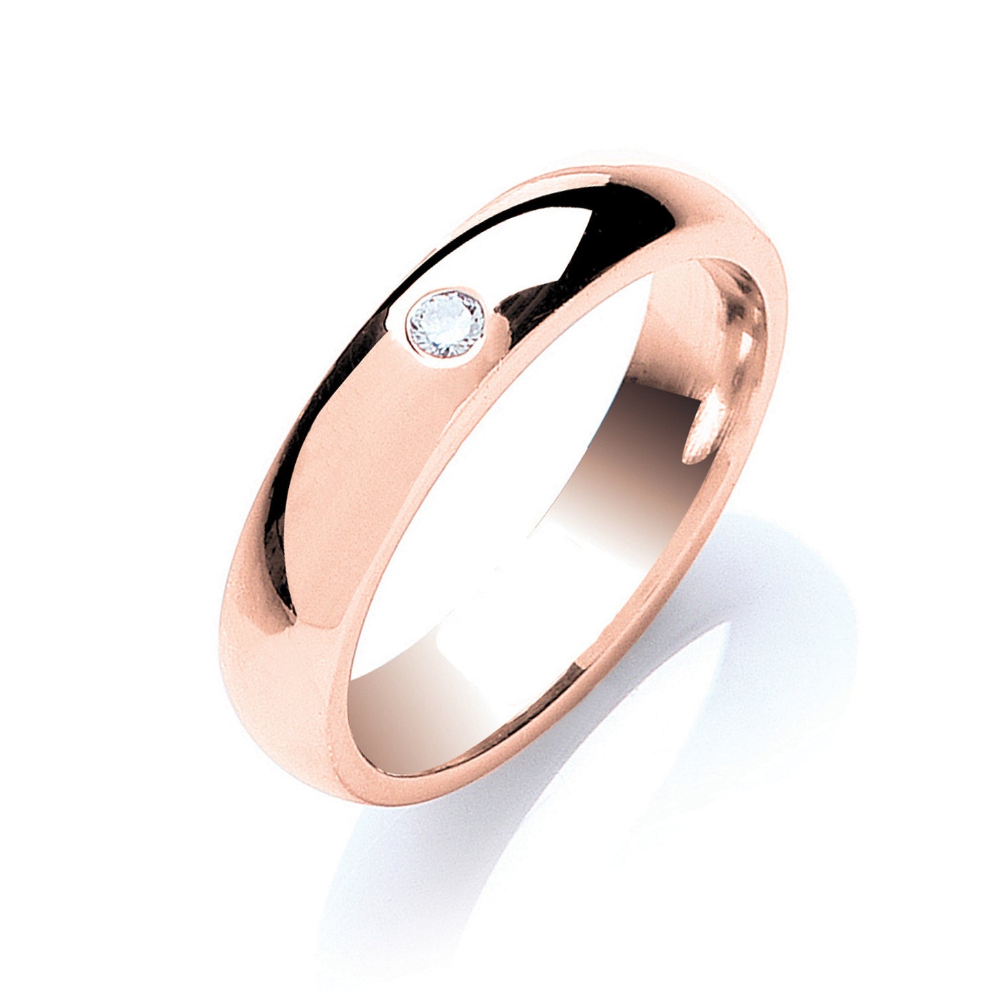 0.10ct S/S Brilliant Cut Diamond Set 5mm Court Wedding Band - Platinum
