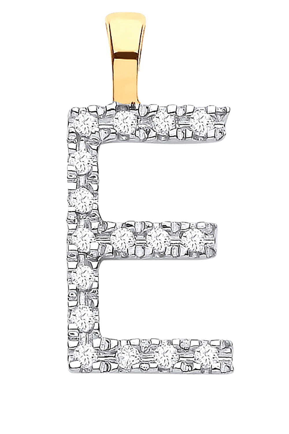 9ct Yellow Gold 0.05ct Diamond E Initial - 9ct Gold