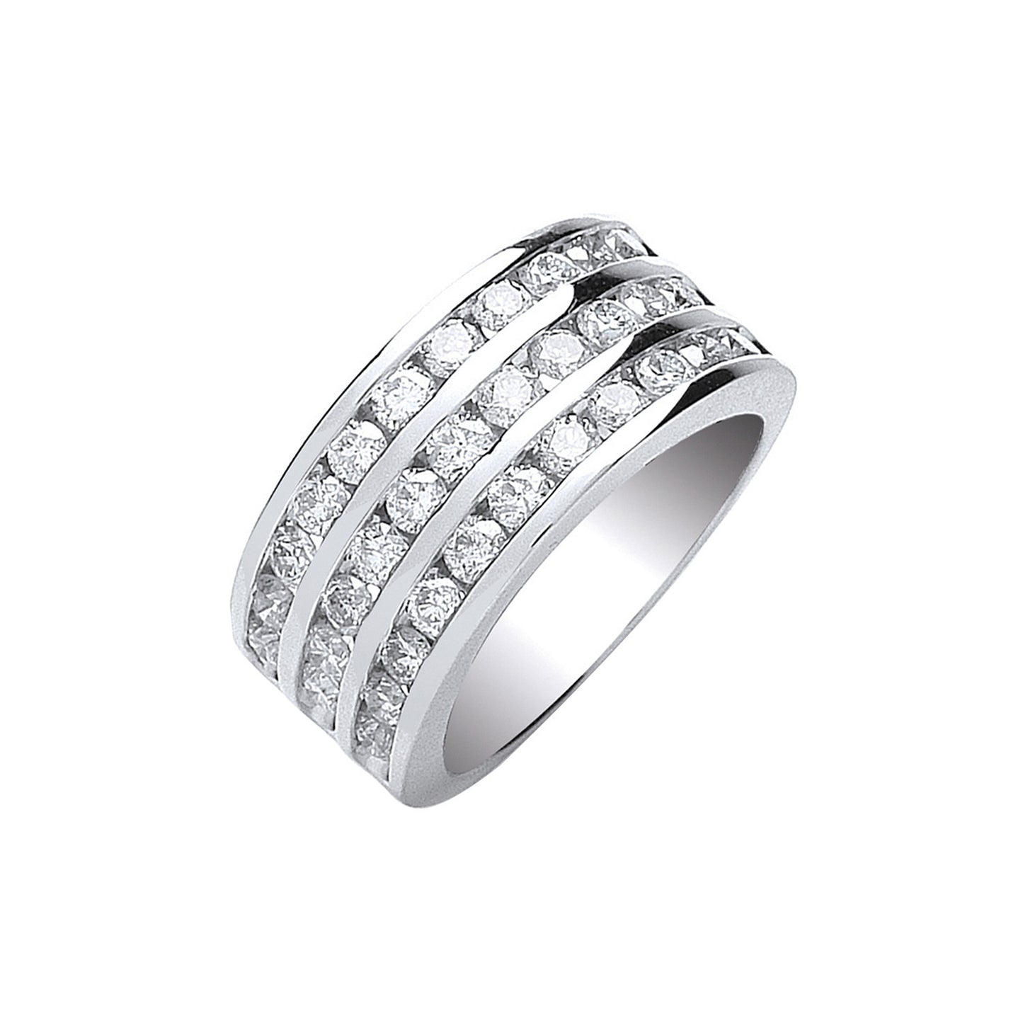 18ct White Gold 3 Rows D.1.50ctw Diamond Ring - 18ct Gold