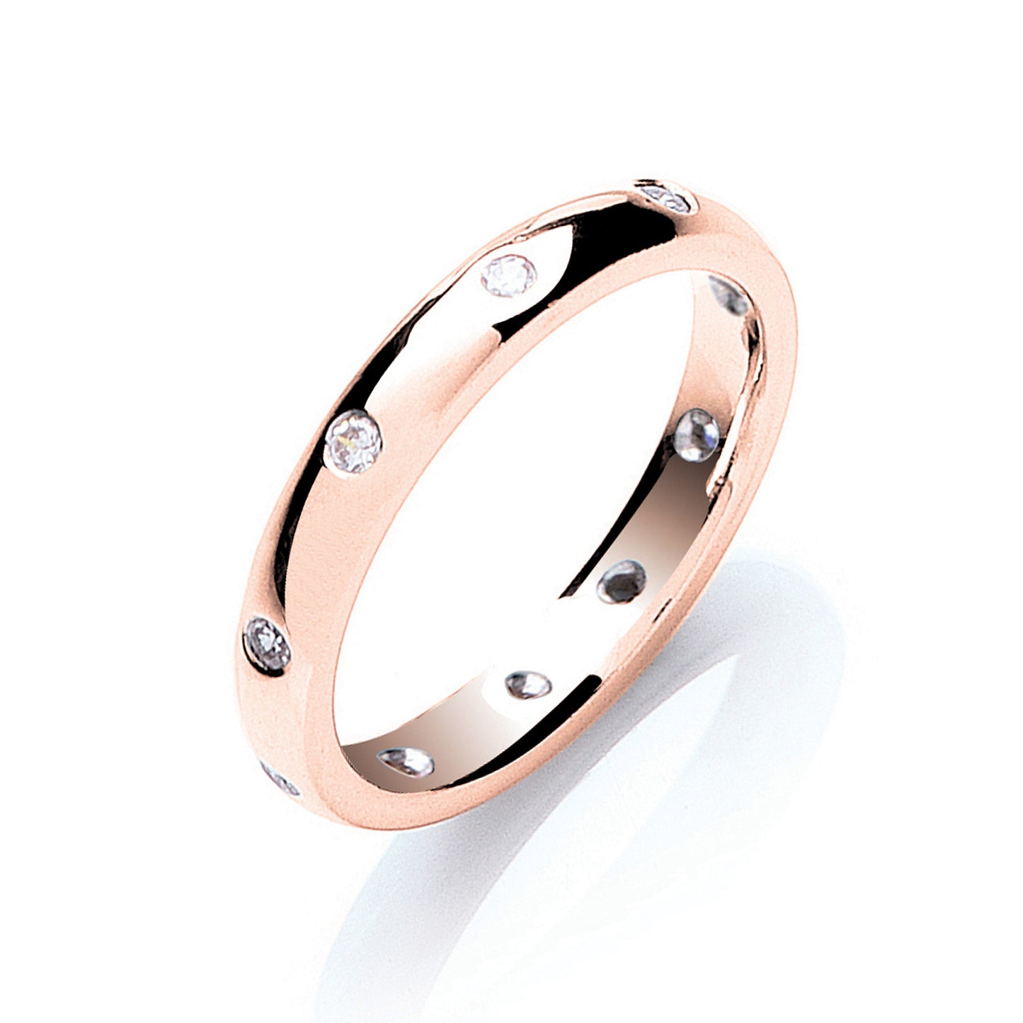 0.20ctw 10st Brilliant Cut Diamond Set 3mm Court Wedding Band - 18ct Gold