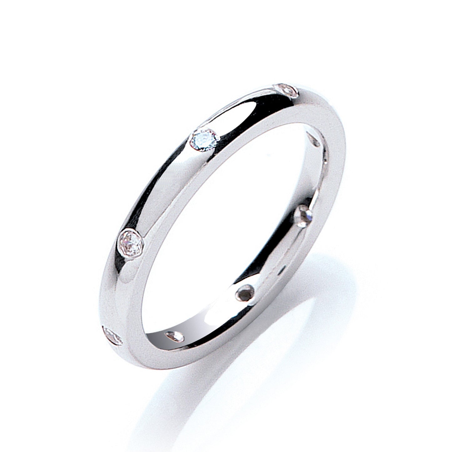 0.13ctw 8st Brilliant Cut Diamond Set 2mm Court Wedding Band - 9ct Gold