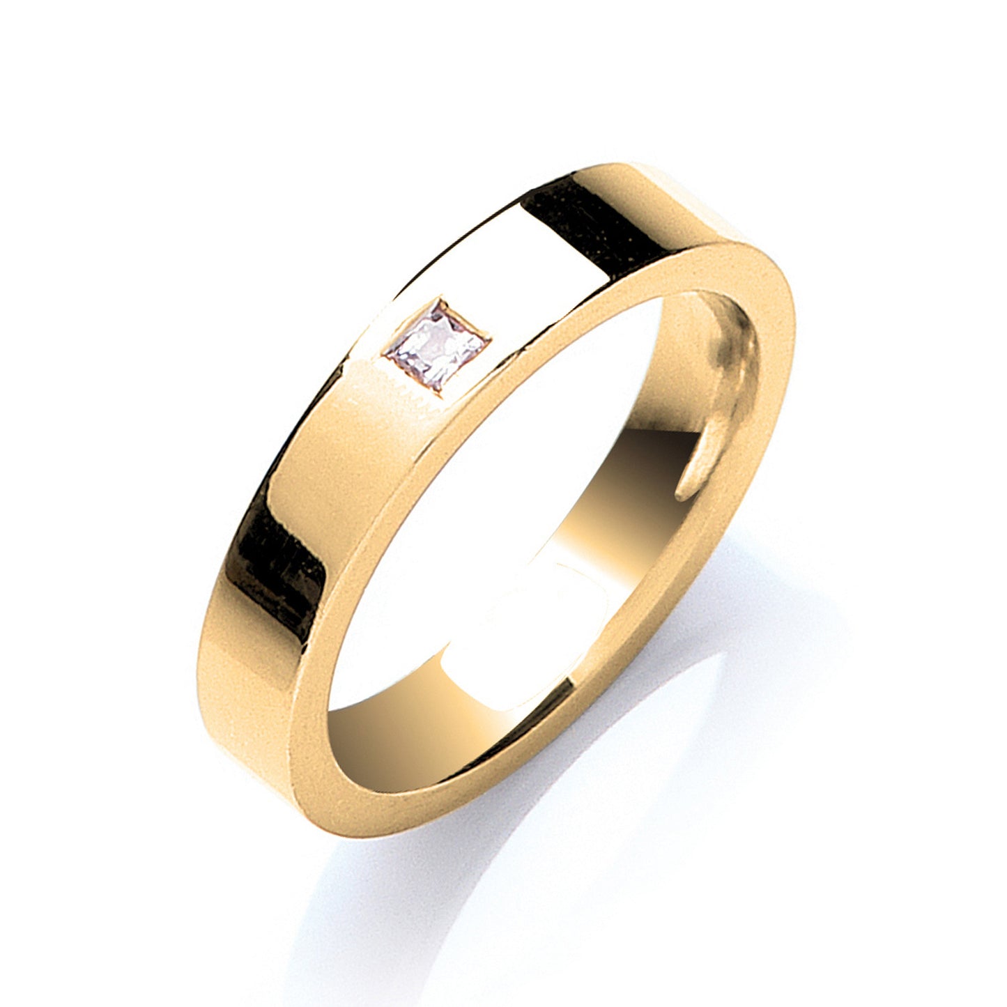 0.10ct S/S P/C Diamond Set 4mm Flat Court Wedding Band - Platinum