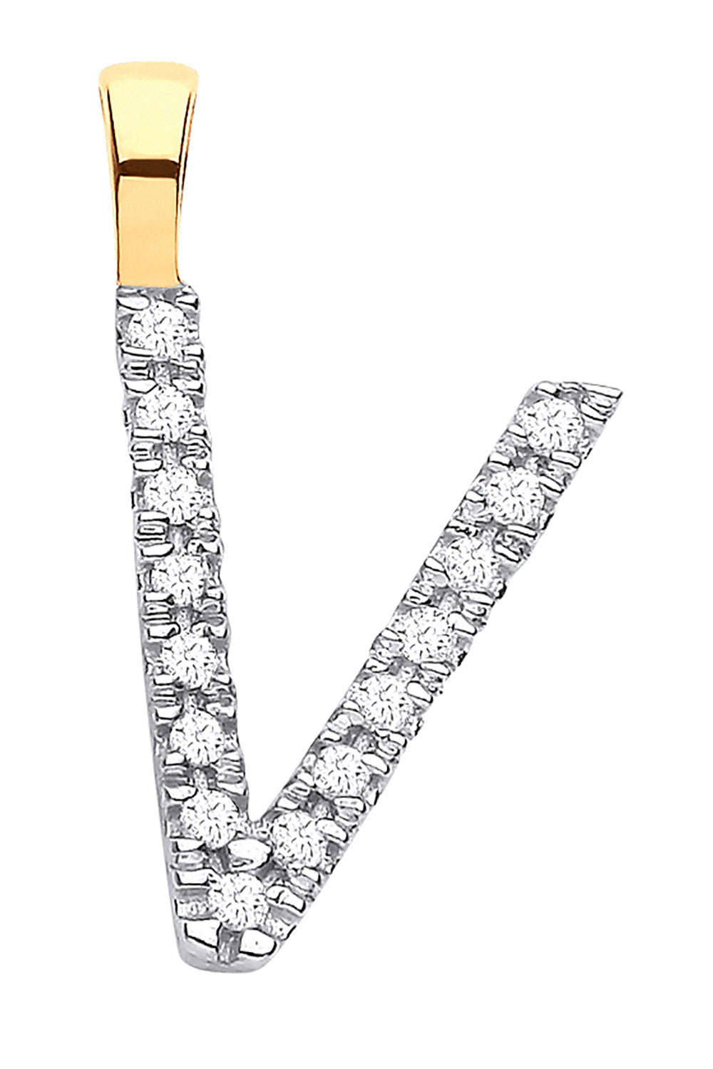 9ct Yellow Gold 0.05ct Diamond V Initial - 9ct Gold