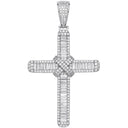 Silver Baguettes & Round Cubic Zirconias Large Cross
