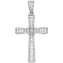 Silver Baguettes & Round Cubic Zirconias Large Cross