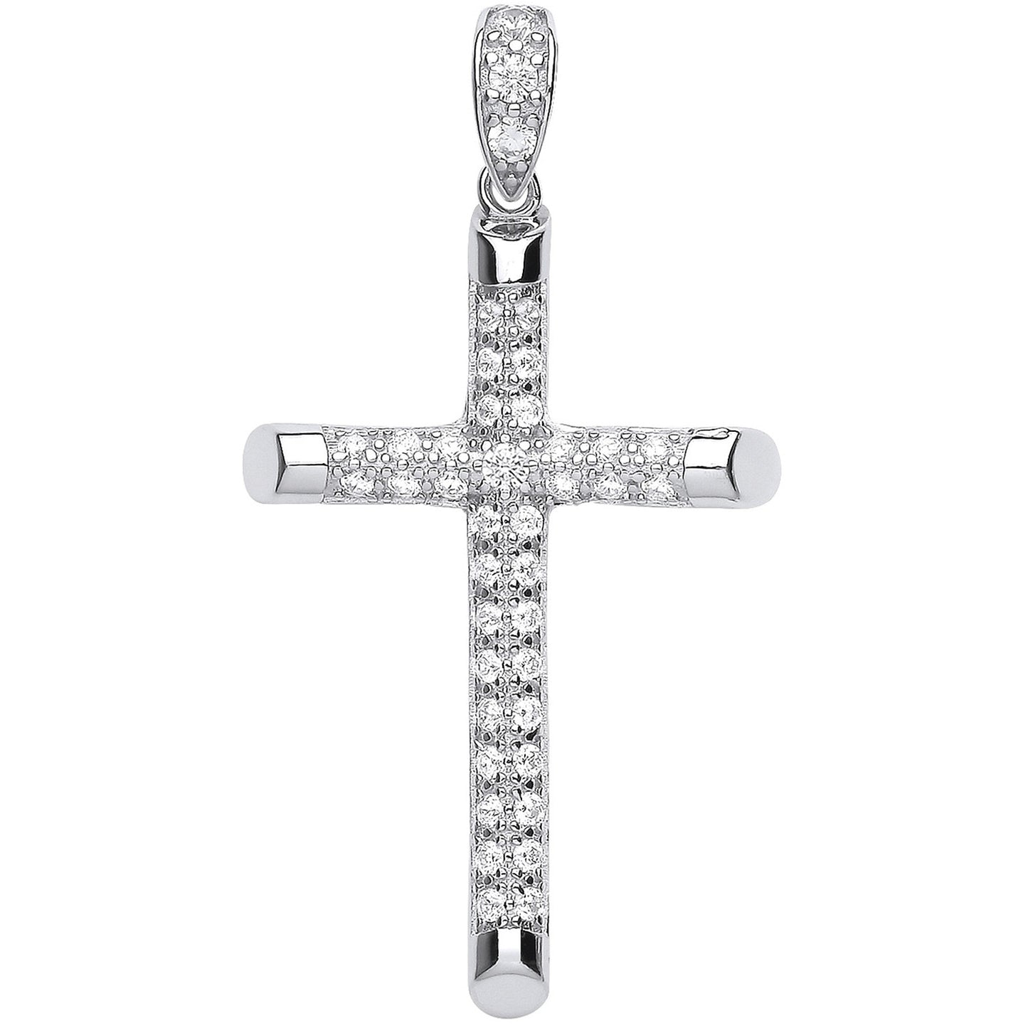 Silver Large Cubic Zirconia Cross - Silver