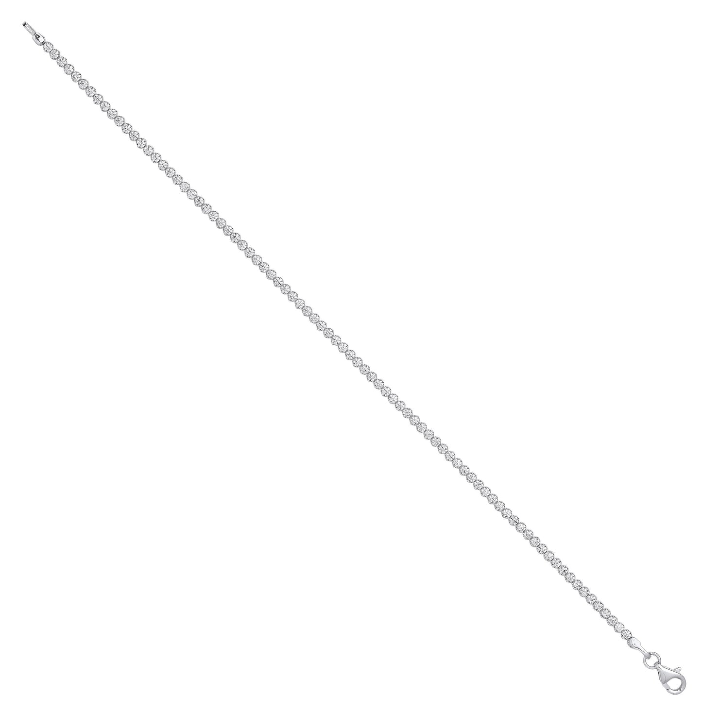 White Gold 2.1mm Round Cubic Zirconia Ladies Tennis Bracelet - 9ct Gold