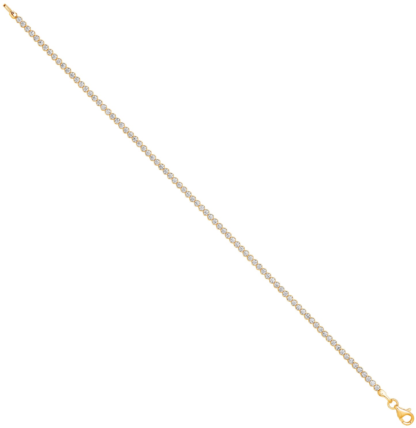 Yellow Gold 2.1mm Round Cubic Zirconia Ladies Tennis Bracelet - 9ct Gold