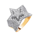 Yellow Gold Cubic Zirconia 3D Star Ring