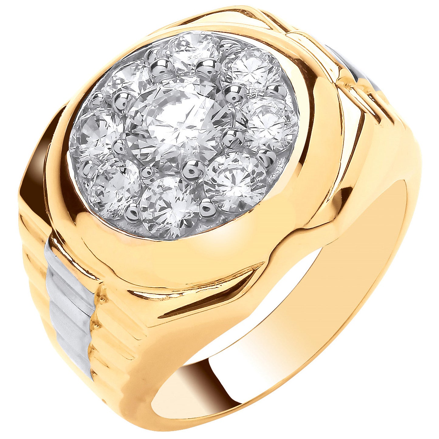 Yellow Gold Fancy Gents Cubic Zirconia Ring - 9ct Gold