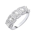 Silver 5 Emerald Cut Cubic Zirconias Halo Ring