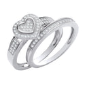 Silver Heart Bridal Set Cubic Zirconia Rings