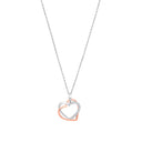 Silver Rose Gold Plated Cubic Zirconia Hearts Charm Necklace