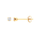 9ct Yellow Gold 2mm Claw Set Crystal Studs