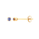 9ct Yellow Gold 2mm Claw Set Blue Crystal Studs