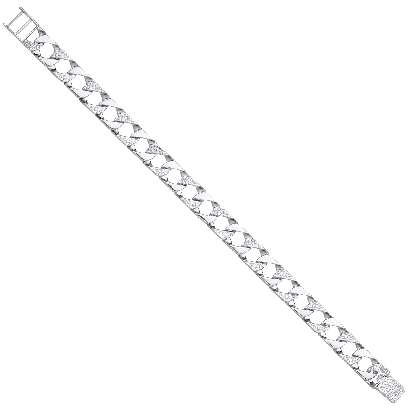 Silver 10mm Plain & Patterned Cast Bracelet - Silver