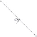 Silver Paper Clip Chain , Padlock & Cubic Zirconia Key Bracelet