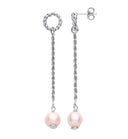 Silver White/Pearl Drop Earrings