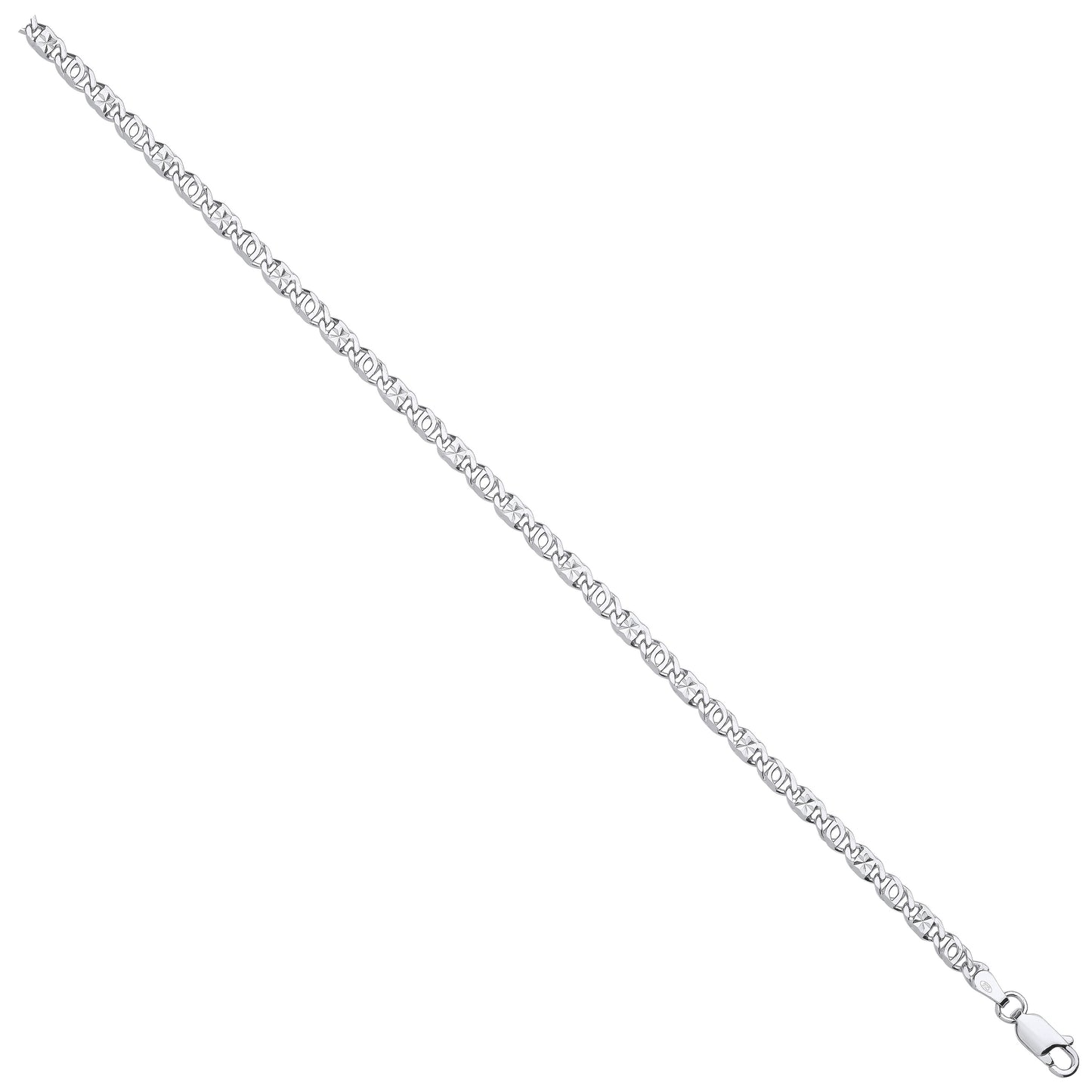 Silver 3.7mm Anchor Chain with Star Stamp - Silver