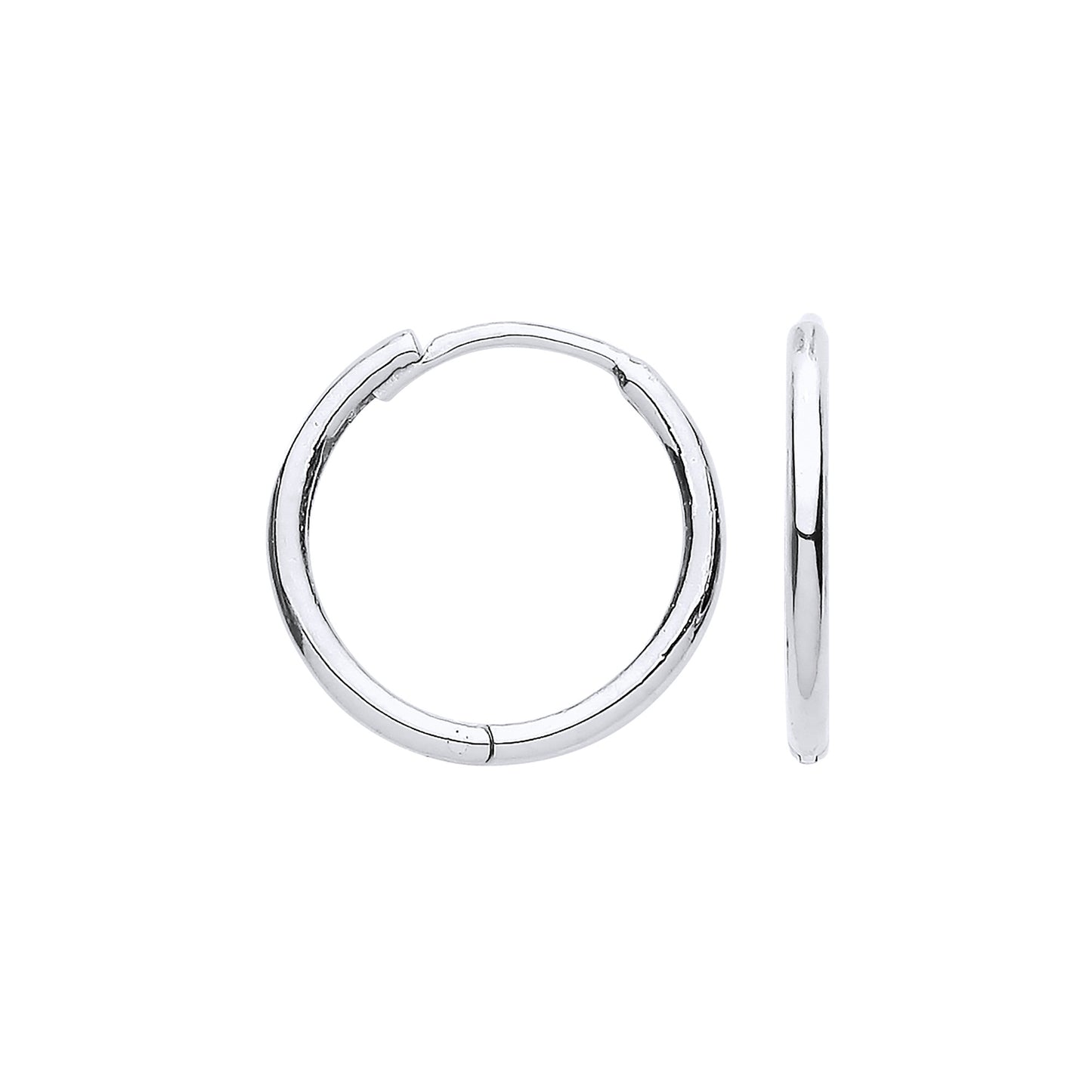 White Gold 14mm Plain Hinged Huggies - 9ct Gold