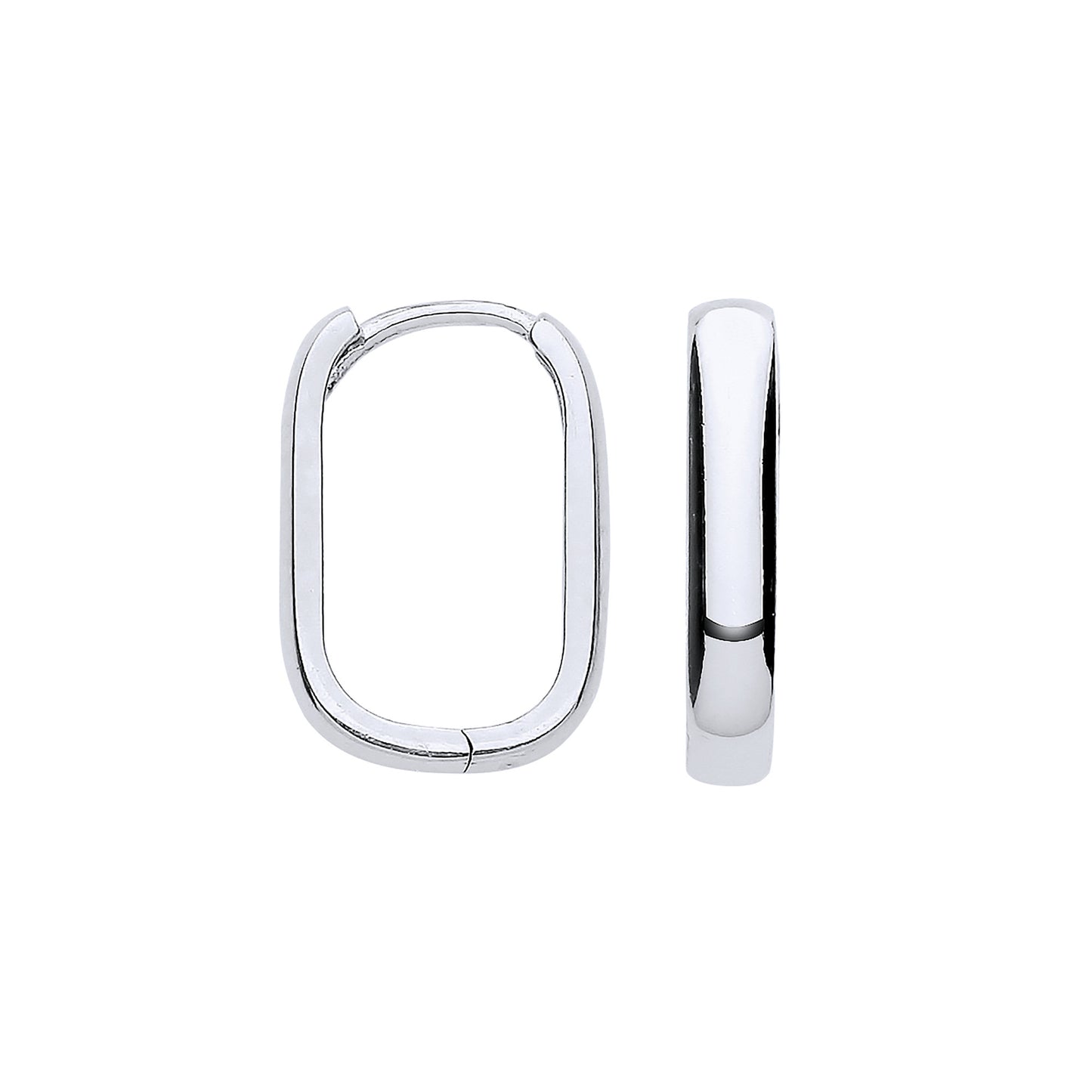 White Gold Plain Rectangle Hinged Huggies - 9ct Gold