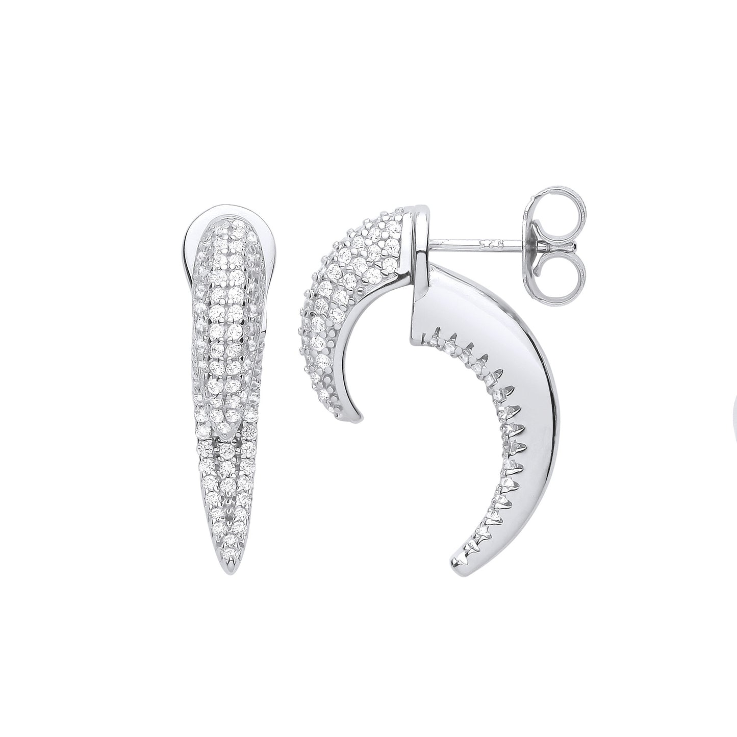 Silver Cubic Zirconia Talon Earrings - Silver