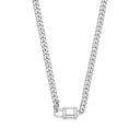 Silver Cubic Zirconia Padlock Choker Necklace