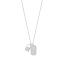Silver Cubic Zirconia Padlock & Dog Tag Necklace