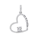 Silver Single Cubic Zirconia Heart Drop Pendant