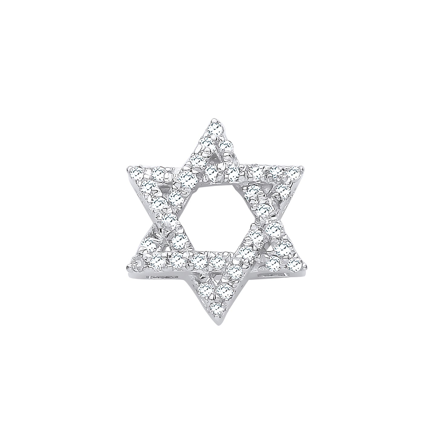 9ct White Gold 0.10ct Diamonds Star of David Pendant - 9ct Gold