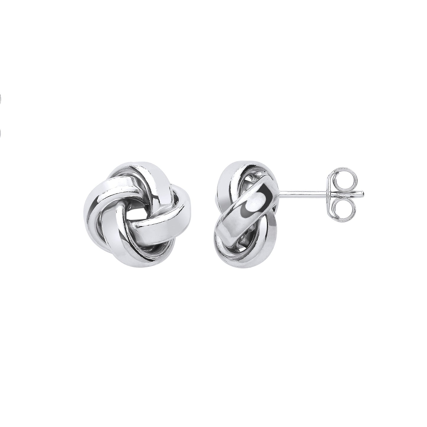 Silver 3mm Tube Stud Knot Earrings - Silver
