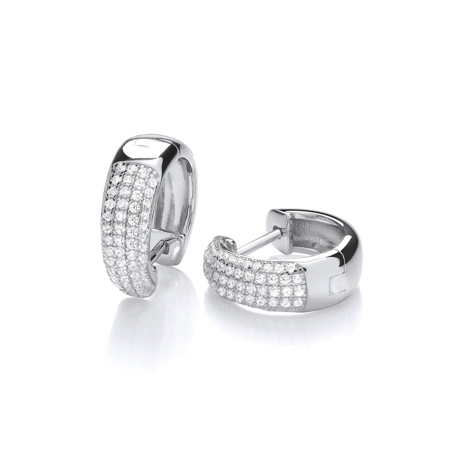 Micro Pave' Small Hoop with Cubic Zirconias - Silver