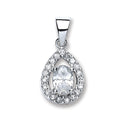Silver Pear Shape Cubic Zirconia Pendant