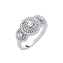 Silver Trilogy Halo Cubic Zirconia Ring