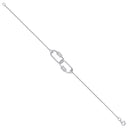 Silver Paper Clip Cubic Zirconia Ladies Bracelet