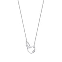 Silver Heart Paper Clip Cubic Zirconia 16" Necklace