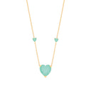 Silver Yellow Gold Plated, Green Heart Necklace