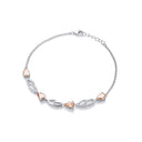 Champagne & Clear Cubic Zirconias Ladies Silver Bracelet