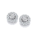 Halo Style Cubic Zirconia Stud Earrings