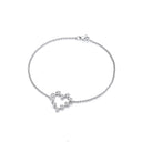 Silver Heart Rubover Cubic Zirconias Ladies Bracelet