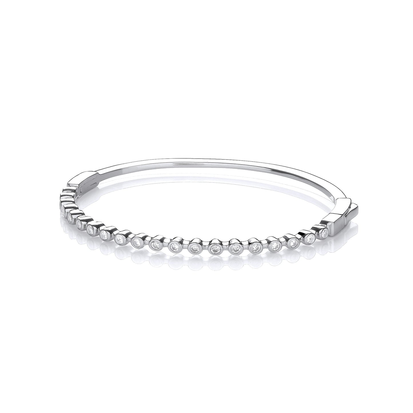 Rubover Cubic Zirconias Ladies J-Jaz Bangle - Silver
