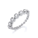 Seven Cubic Zirconias Beaded Silver Ring