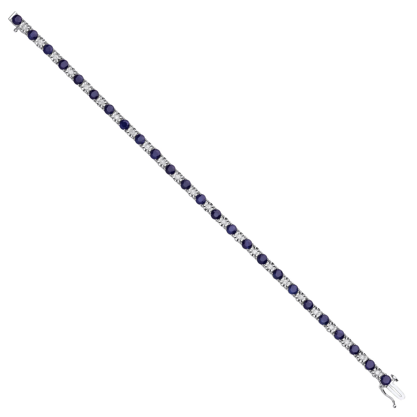 18ct White Gold 0.54ct Diamond & 5.30ct Sapphire Bracelet - 18ct Gold
