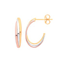 Yellow White & Rose Gold Russian Drop Earrings