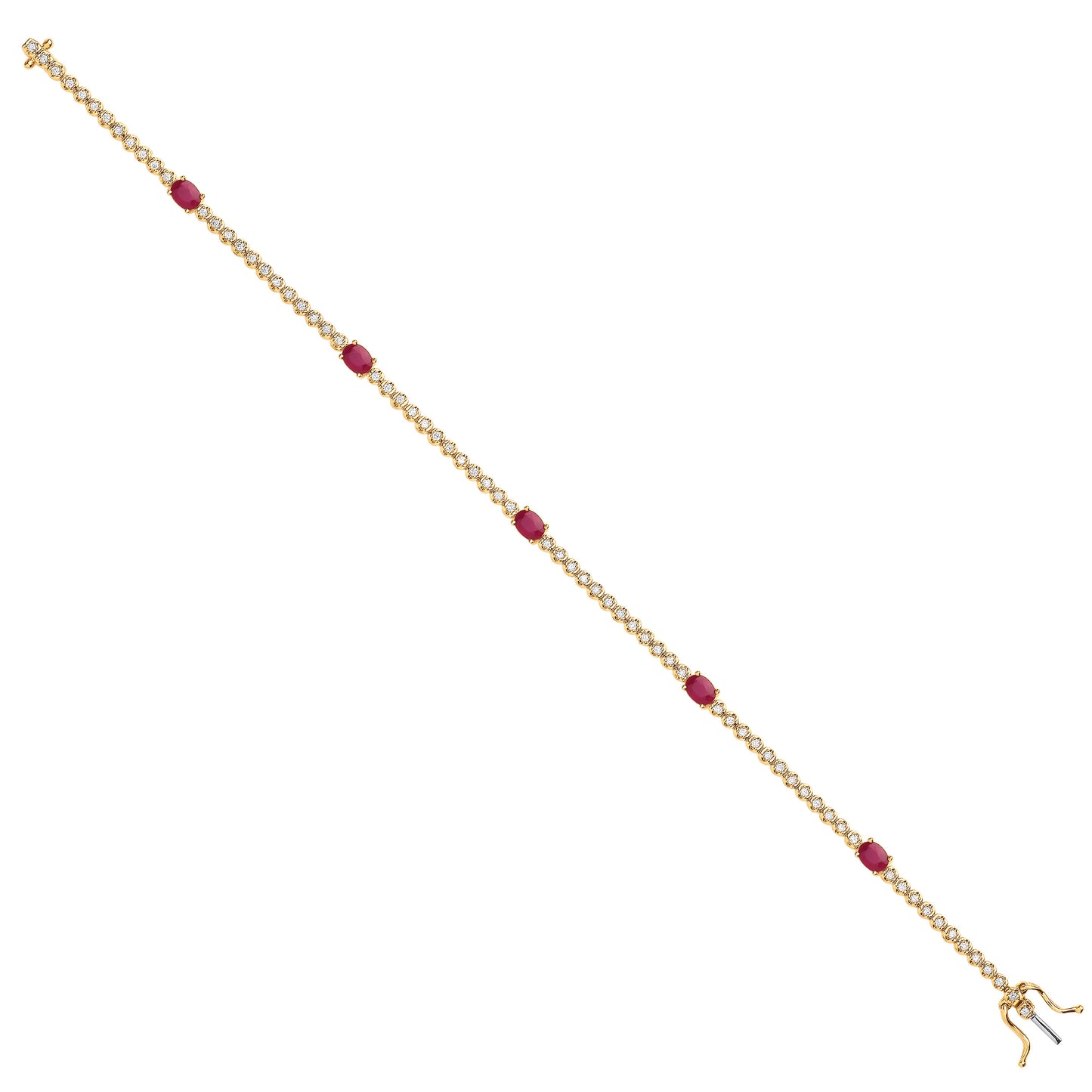 9ct Yellow Gold bracelet 0.40ct Diamond 1.15ct Ruby - 9ct Gold