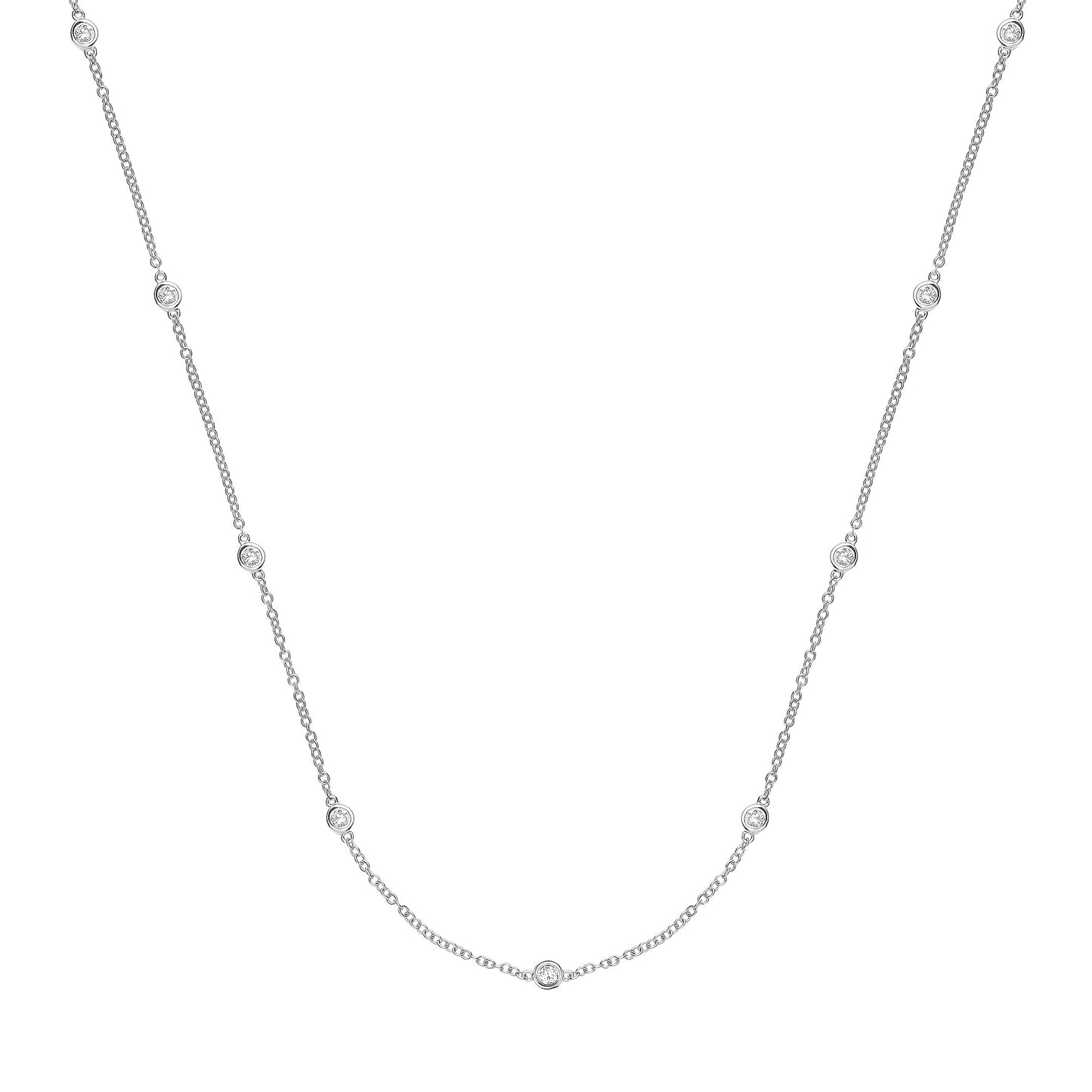 9ct White Gold 0.50ct Diamond by the yard Necklace (18in/45cm) - 9ct Gold