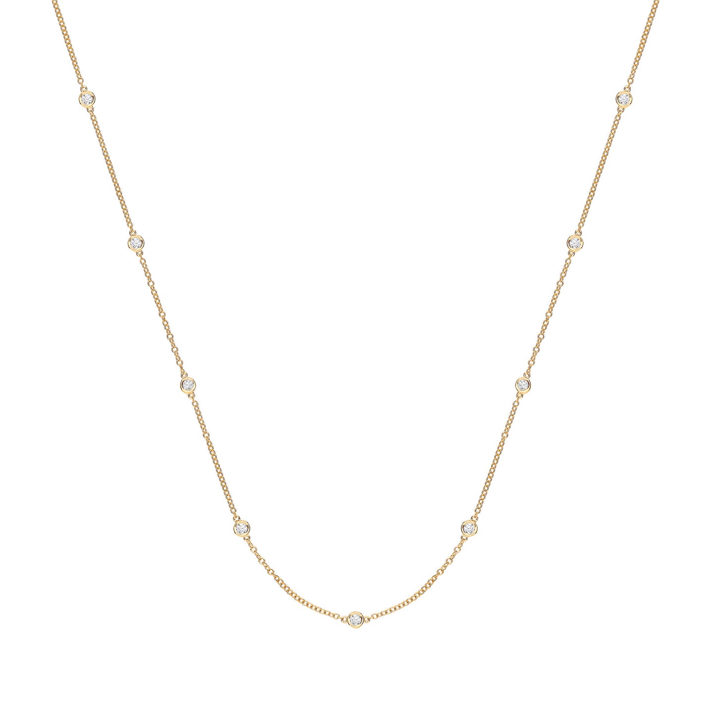 9ct Yellow Gold 0.50ct Rubover Diamond Chain (18in/45cm) - 9ct Gold