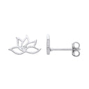 Silver Lotus Flower Stud Earrings