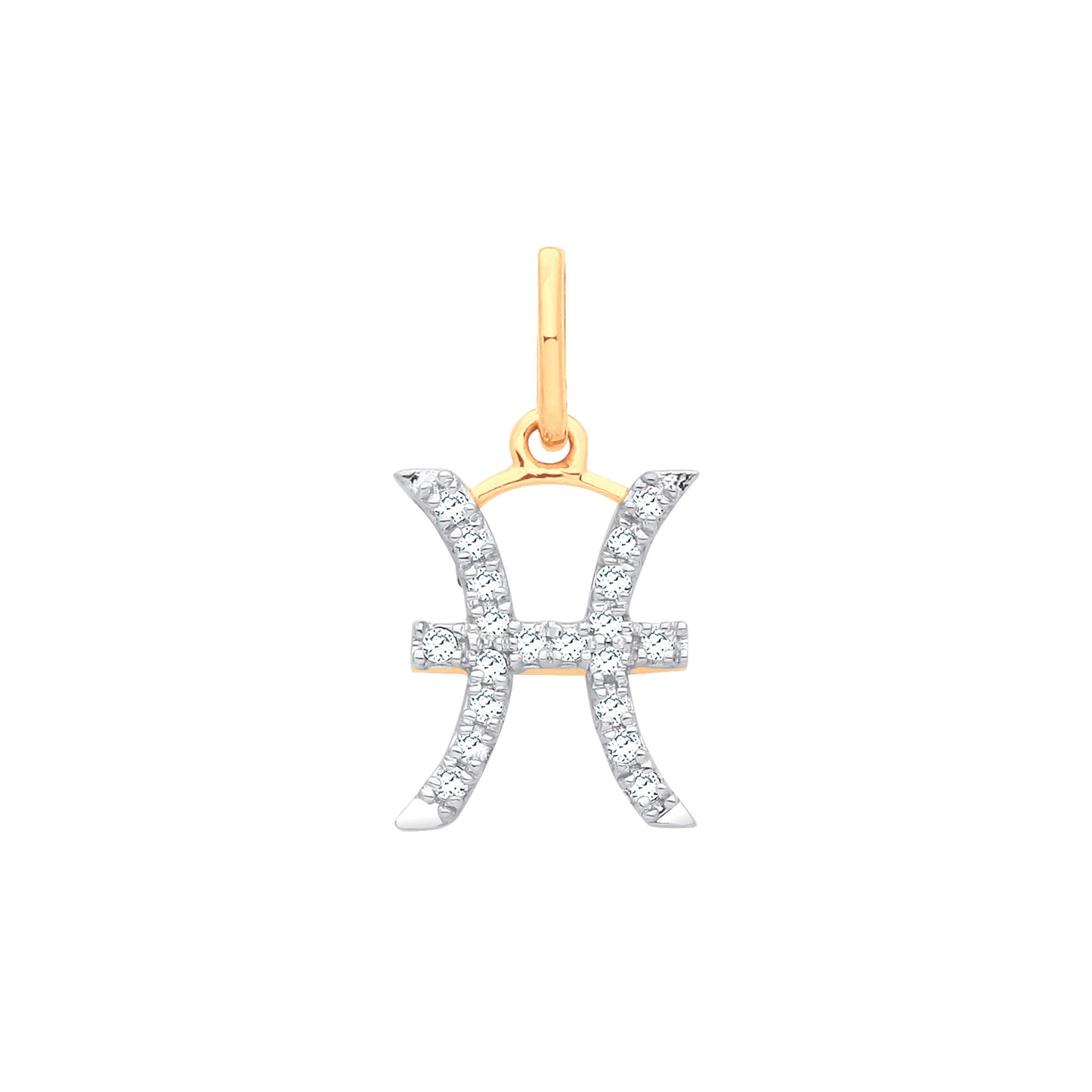 9ct Yellow Gold Pisces Zodiac 0.10ct pendant - 9ct Gold