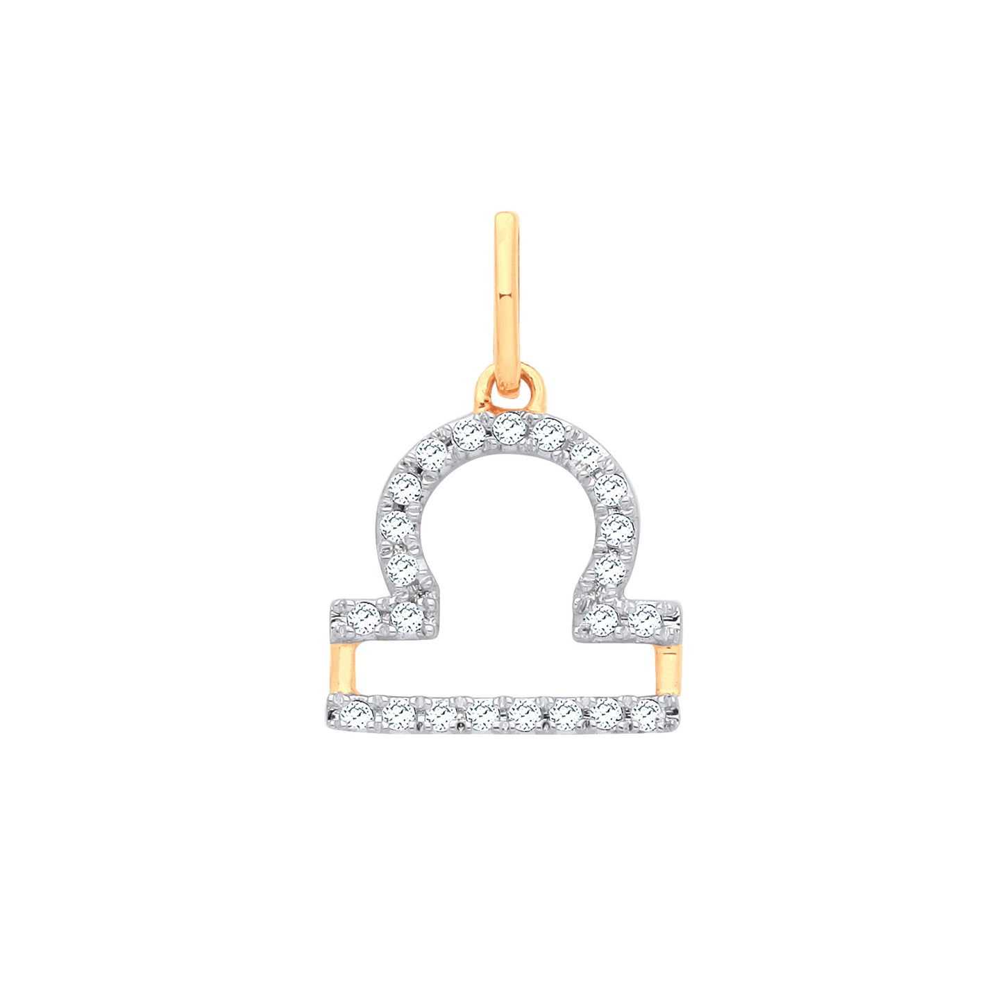 9ct Yellow Gold Libra Zodiac 0.15ct pendant - 9ct Gold